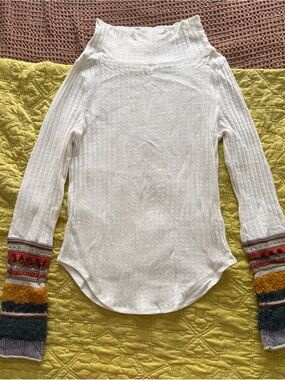 Free People Cream Cable-Knit Top